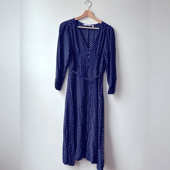 & Other Stories | Dresses | Other Stories Blue Polka Dot Dress Midi |  Poshmark